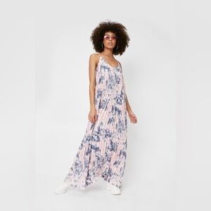 Nasty Gal Pink Blue Tie Dye Print Pleated Sleeveless Strappy Maxi Dress 4